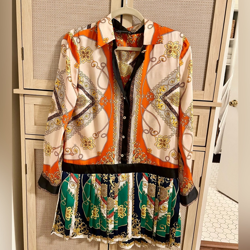 Zara Multicolor Patterned Silk dress